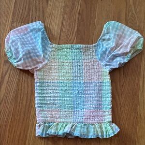 art class Pastel Plaid Kids Blouse